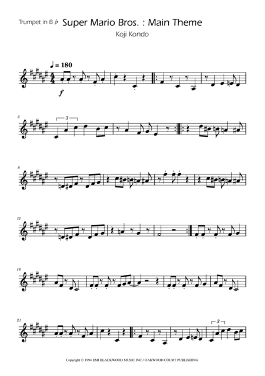 Super Mario Bros Theme Euphonium scores gallery preview page 5