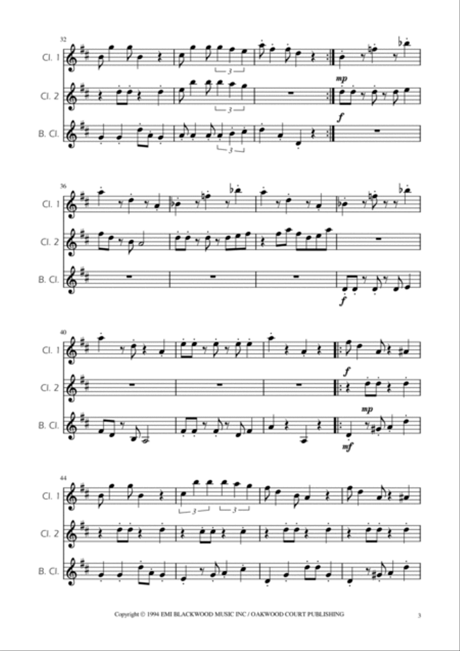 Super Mario Bros Theme Clarinet Trio scores gallery preview page 3