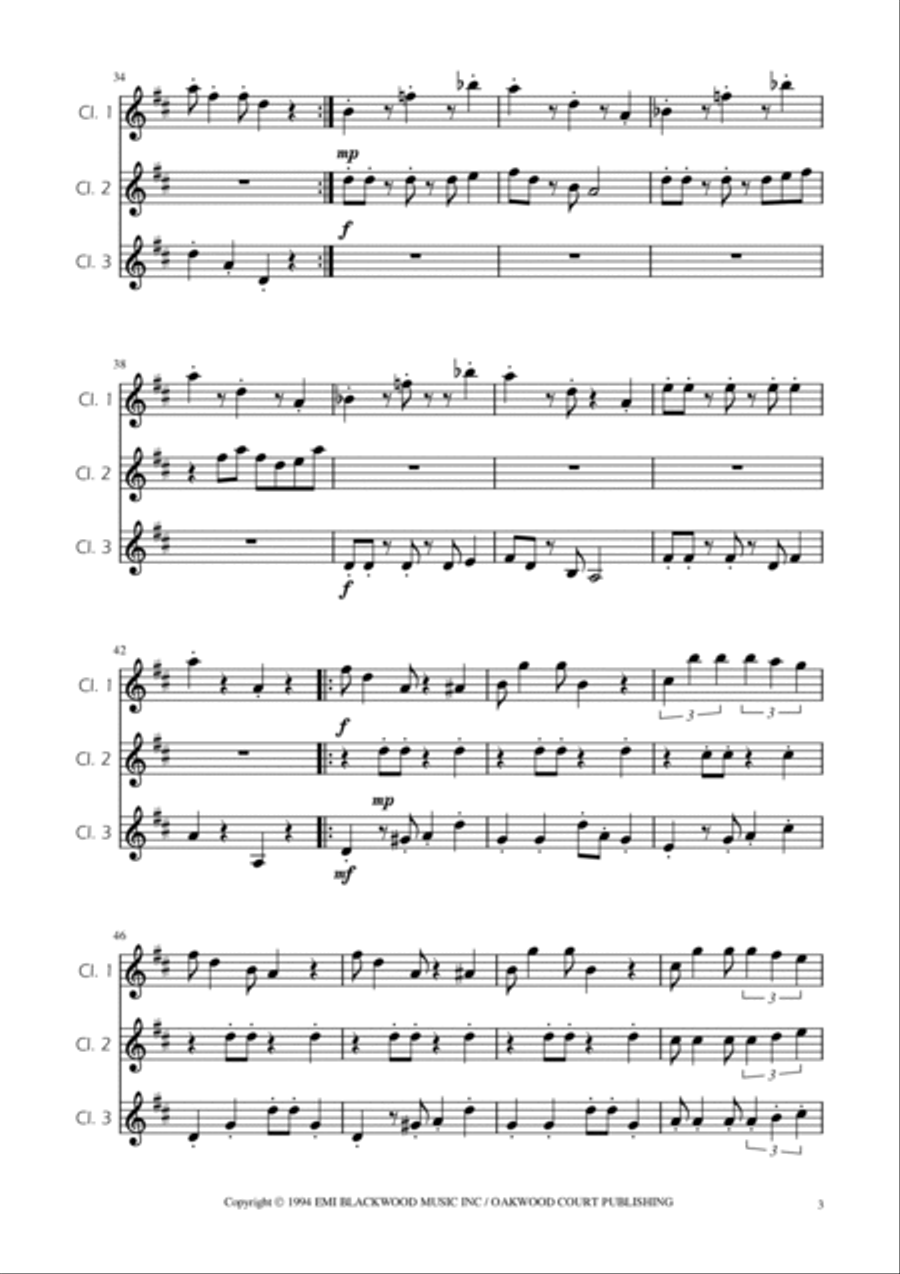 Super Mario Bros Theme Clarinet Trio scores gallery preview page 3