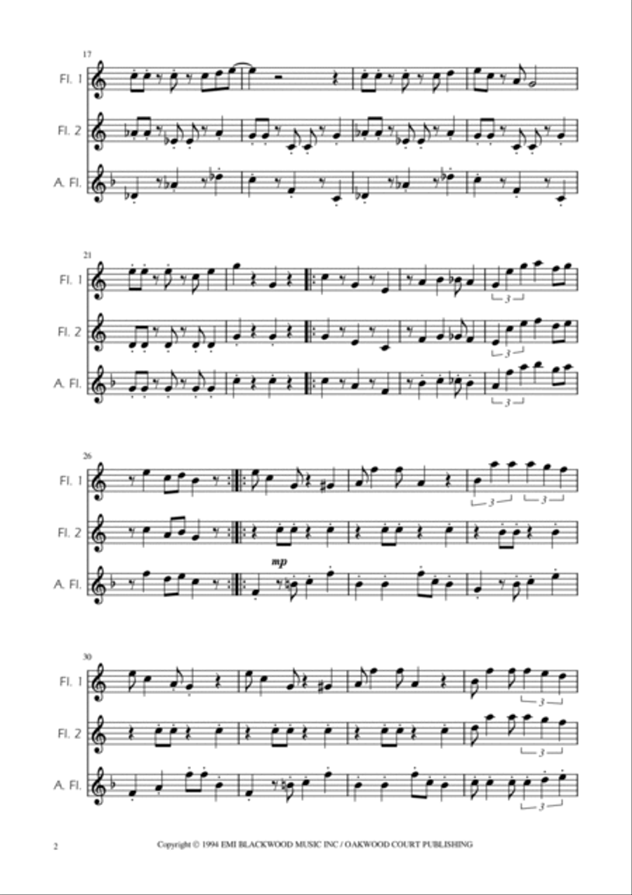 Super Mario Bros Theme Flute Trio scores gallery preview page 2
