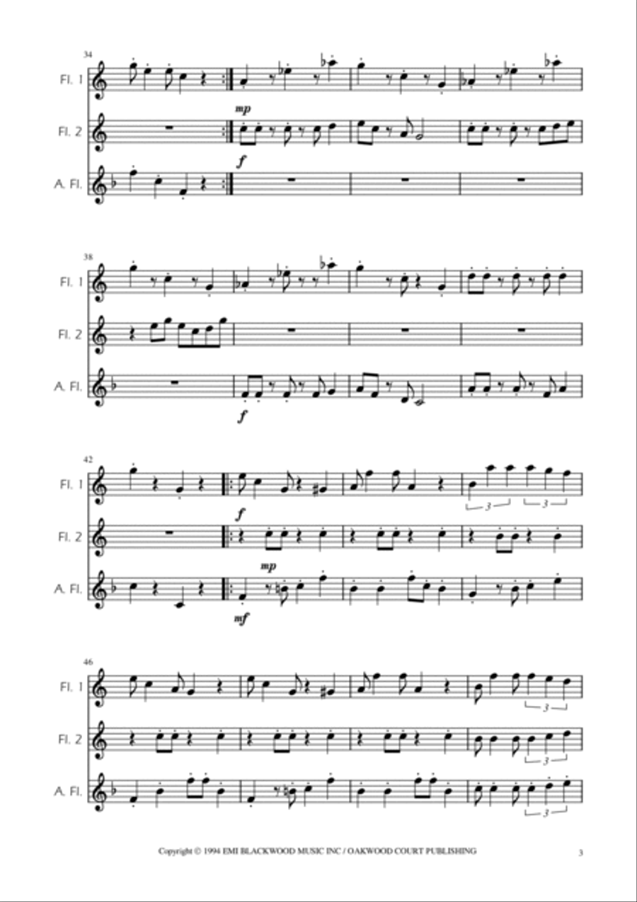 Super Mario Bros Theme Flute Trio scores gallery preview page 3