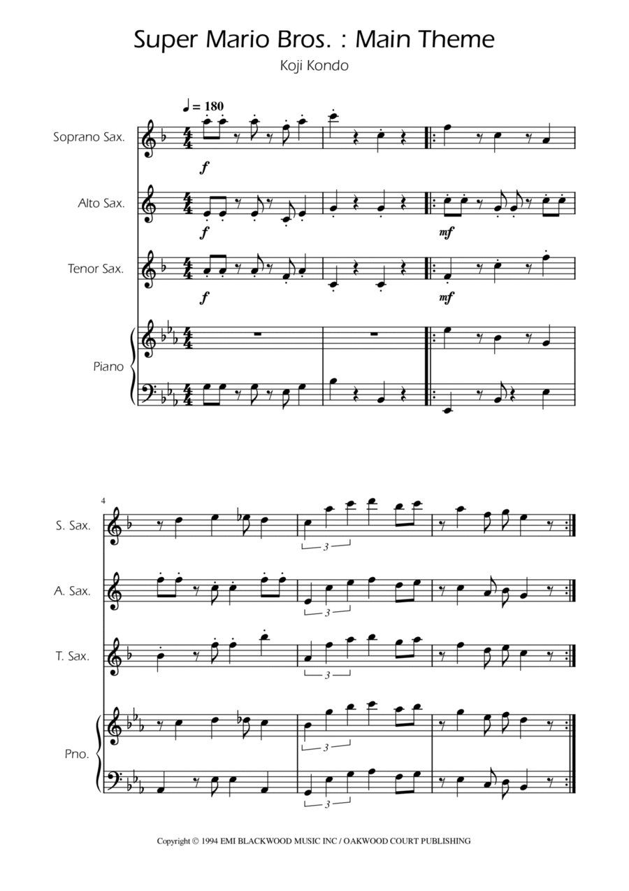Super Mario Bros Theme Woodwind Trio scores gallery preview page 1