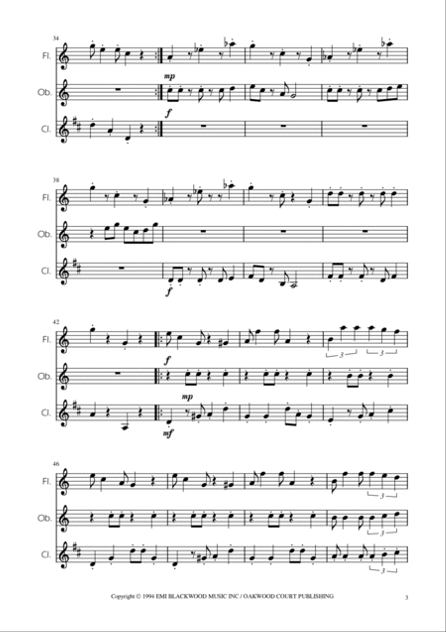 Super Mario Bros Theme Woodwind Trio scores gallery preview page 3