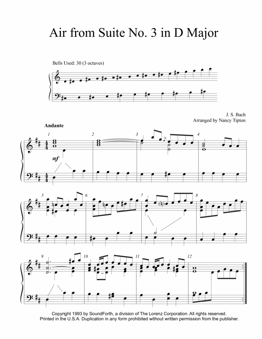 Air from Suite No. 3 in D Major 3-Octaves scores gallery preview page 1