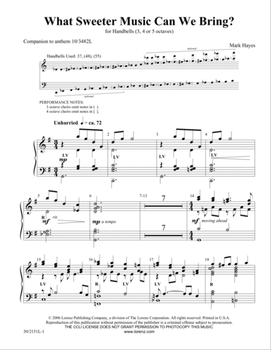 What Sweeter Music Can We Bring? - Reproducible Handbell Part 5-Octaves scores gallery preview page 3