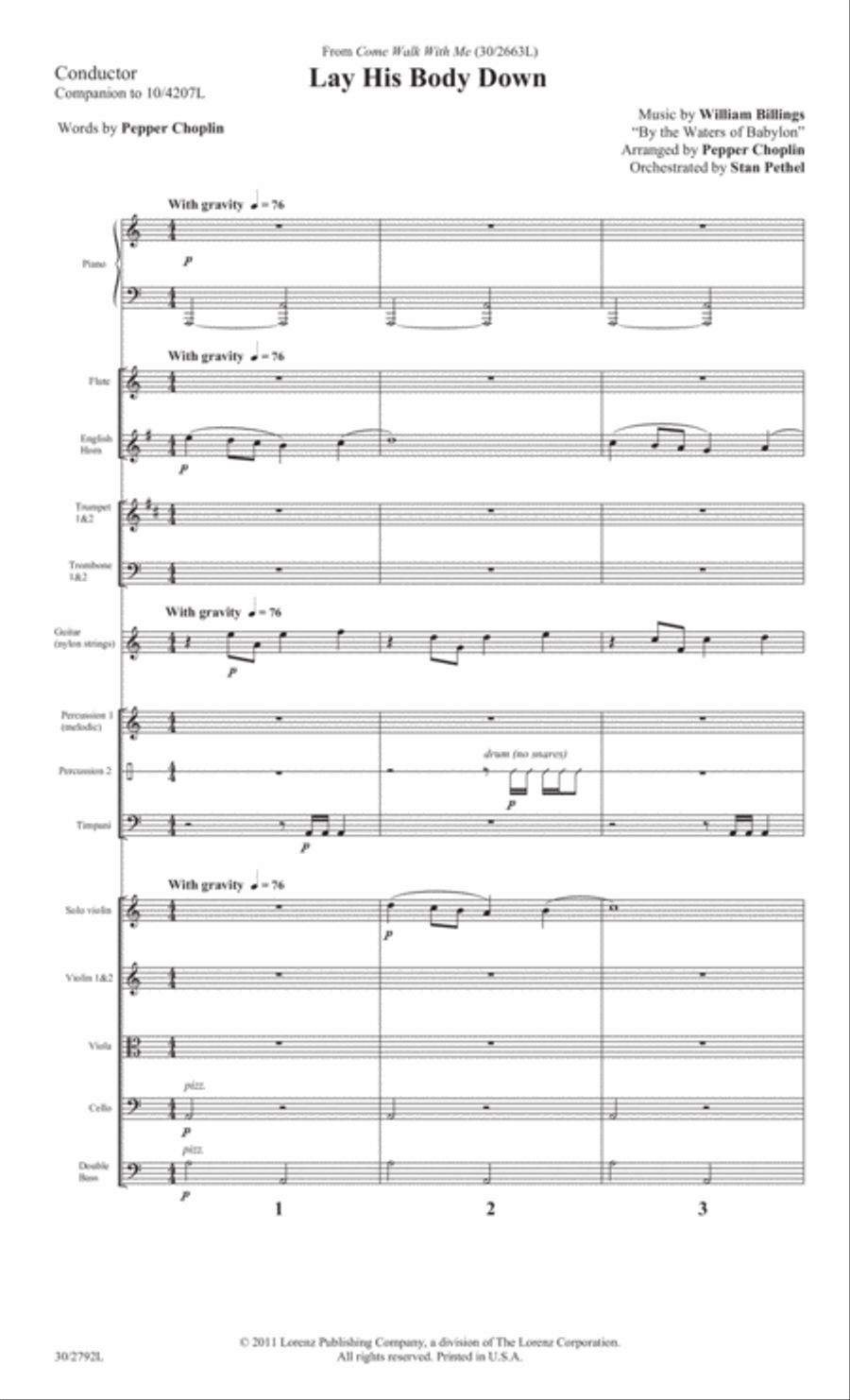 Lay His Body Down - Orchestral Score and Parts Orchestra scores gallery preview page 3