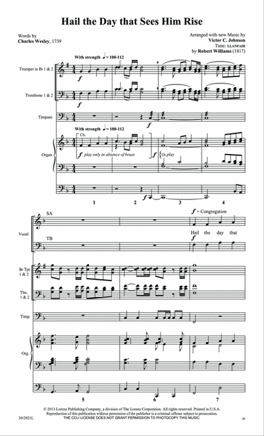 Hail the Day that Sees Him Rise - Brass and Timp Score and Parts Trombone scores gallery preview page 2