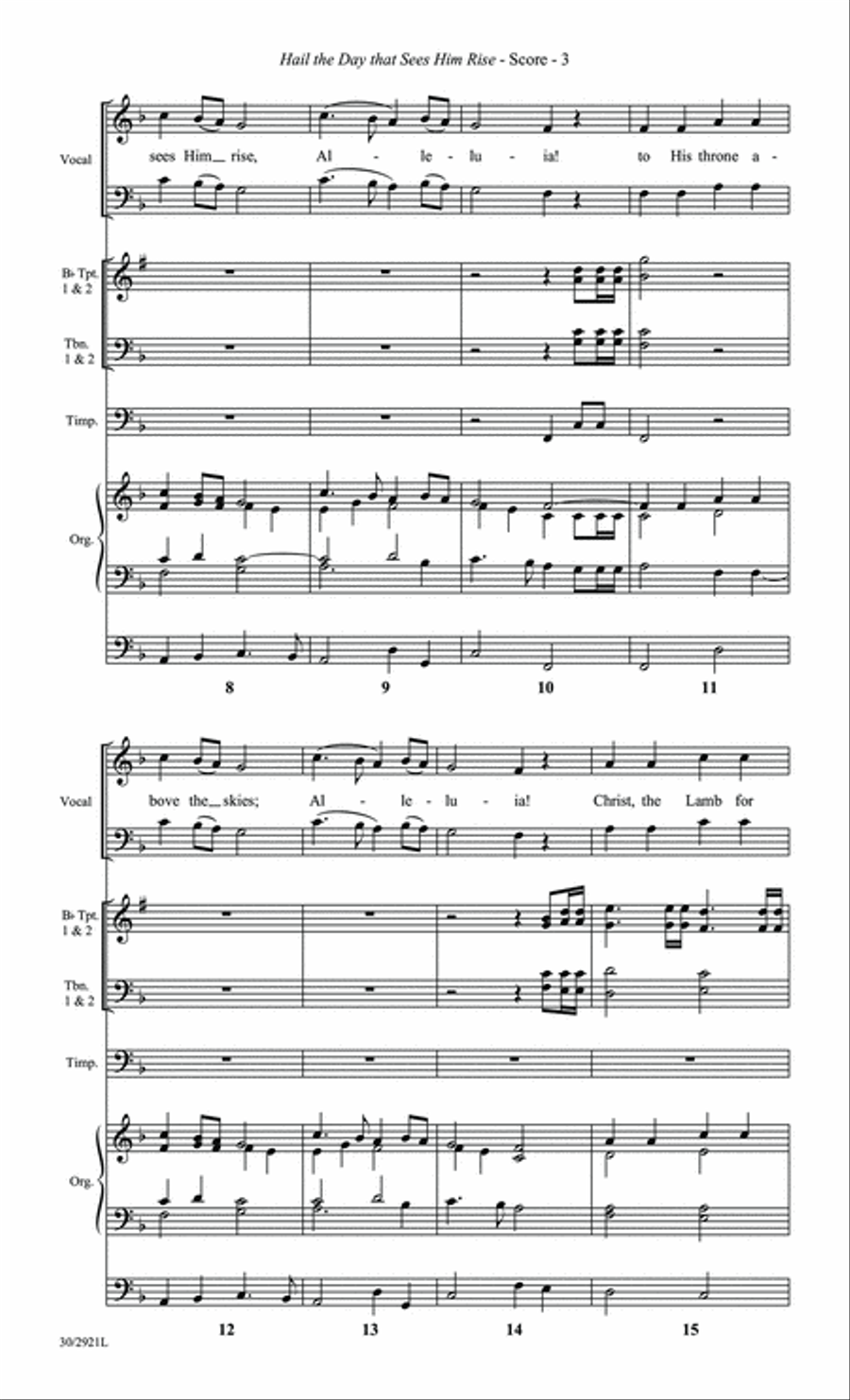 Hail the Day that Sees Him Rise - Brass and Timp Score and Parts Trombone scores gallery preview page 3