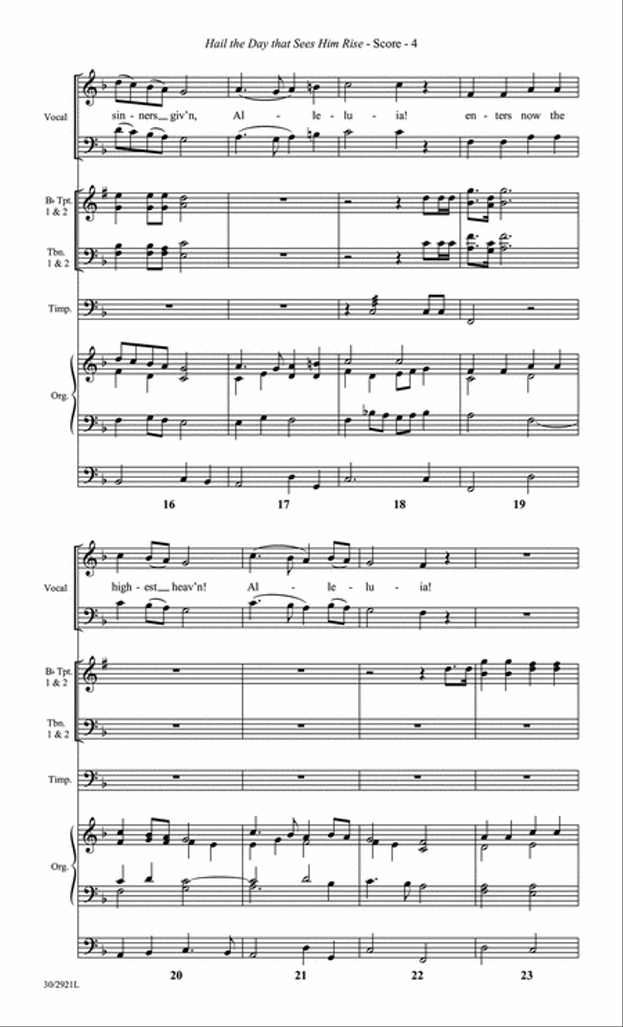Hail the Day that Sees Him Rise - Brass and Timp Score and Parts Trombone scores gallery preview page 4