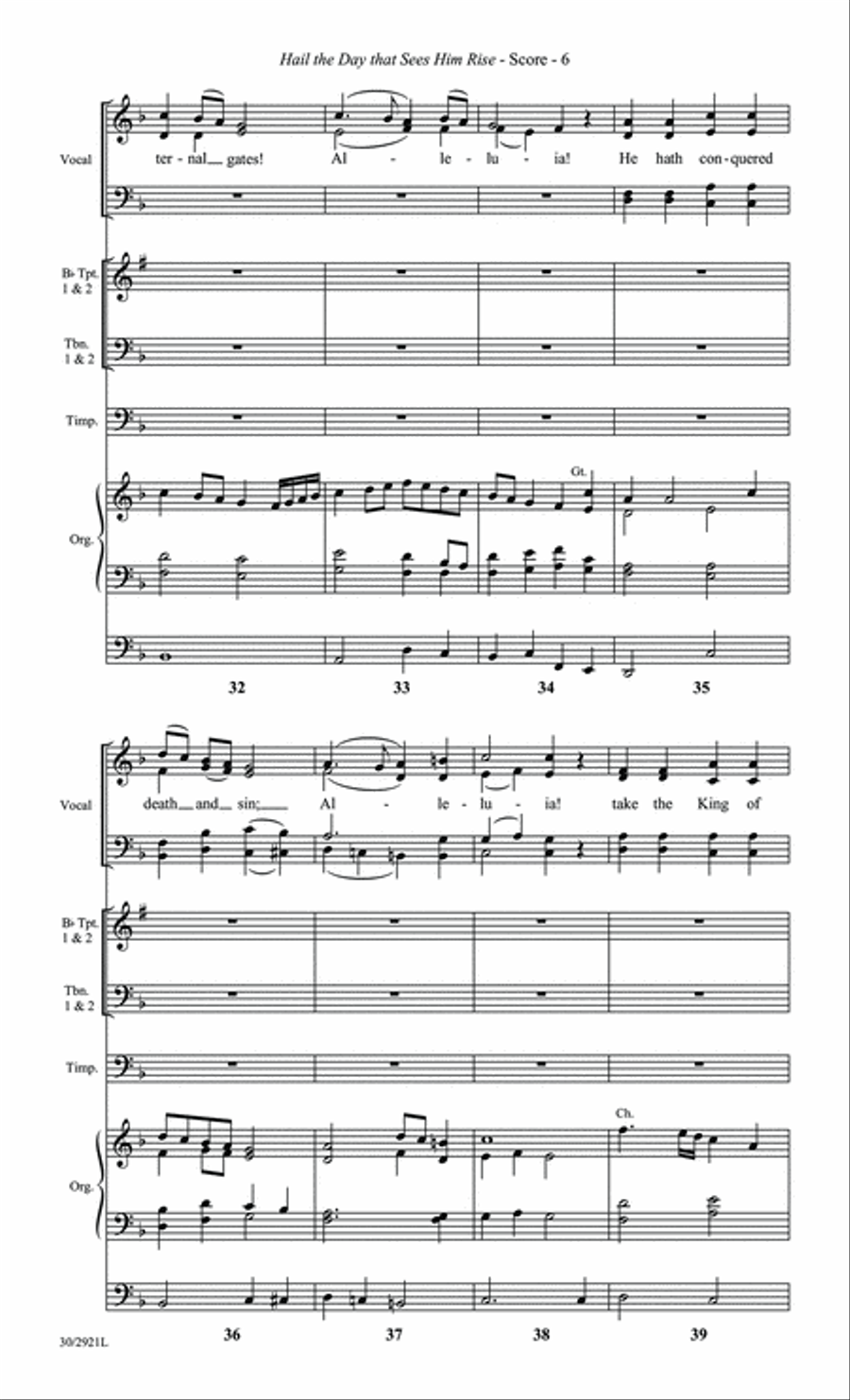 Hail the Day that Sees Him Rise - Brass and Timp Score and Parts Trombone scores gallery preview page 6