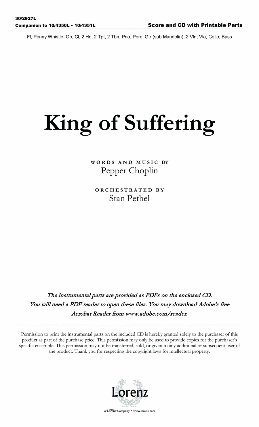 King of Suffering - Orchestral Score and Parts Orchestra scores gallery preview page 1
