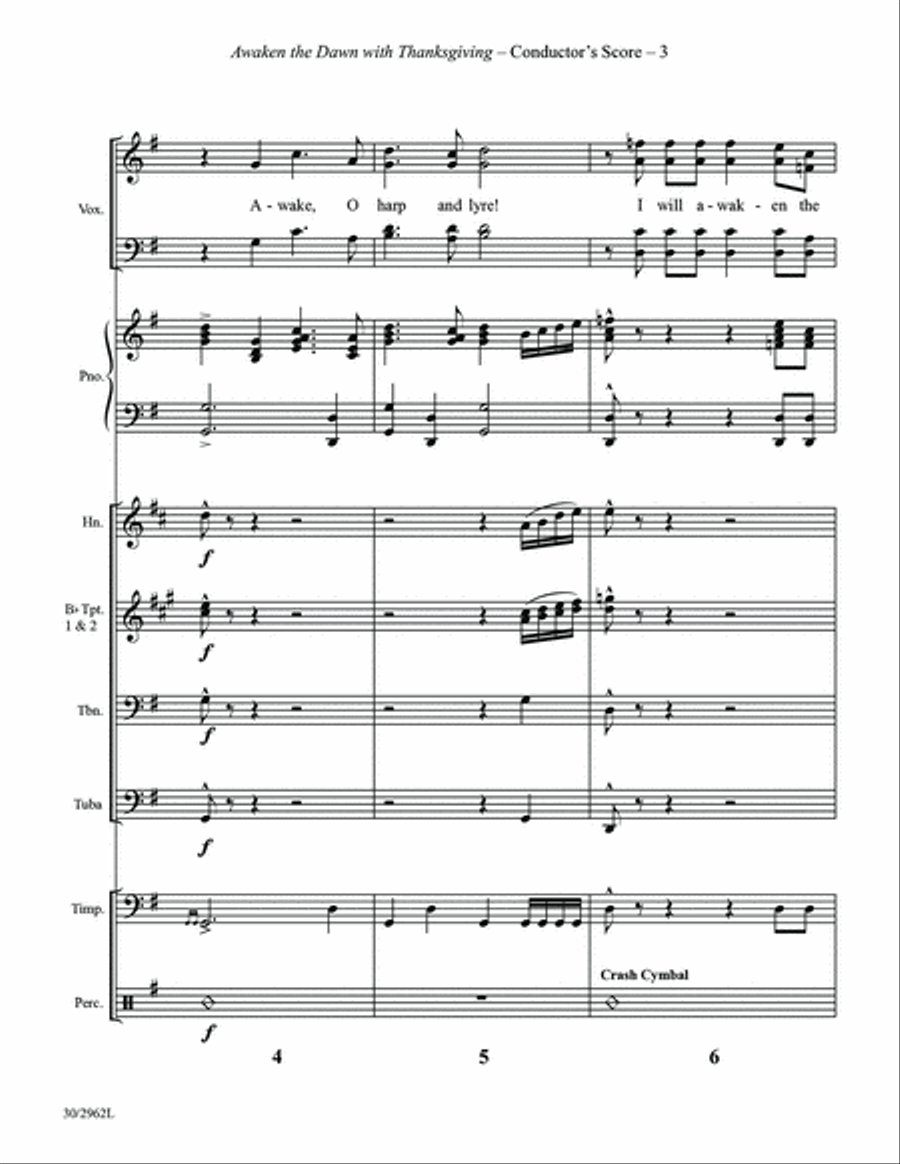Awaken the Dawn with Thanksgiving - Brass and Percussion Score and Parts - Digit Percussion scores gallery preview page 3