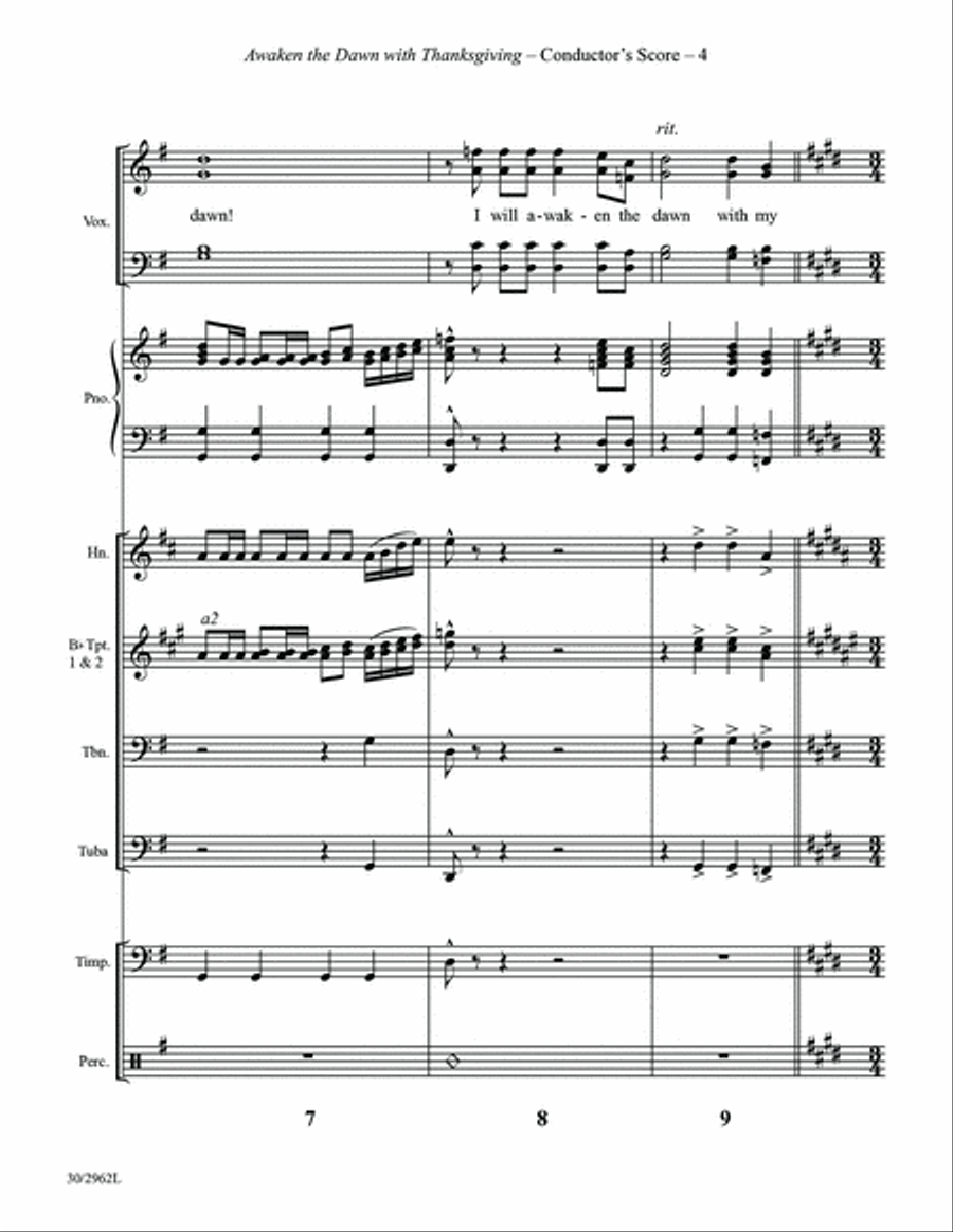 Awaken the Dawn with Thanksgiving - Brass and Percussion Score and Parts - Digit Percussion scores gallery preview page 4