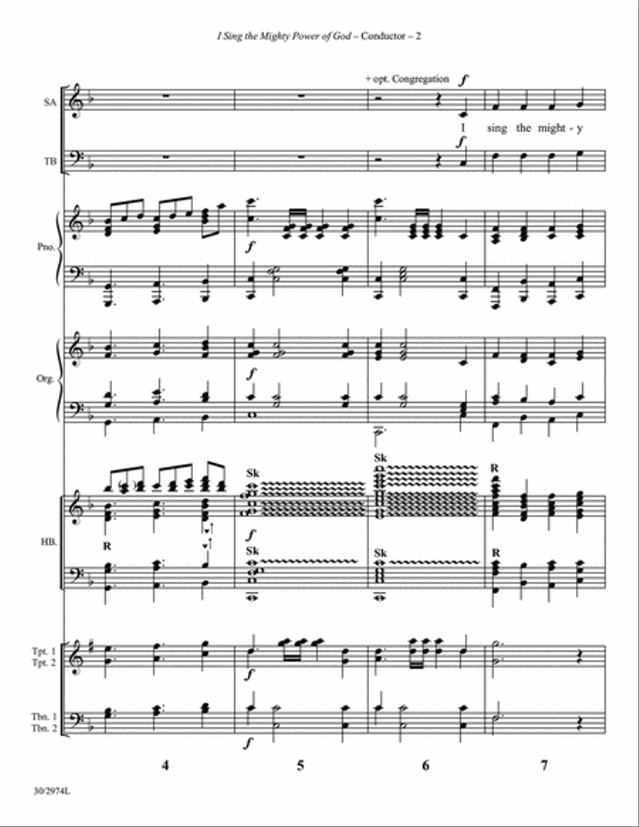 I Sing the Mighty Power of God - Brass and Handbells Score and Parts 5-Octaves scores gallery preview page 4