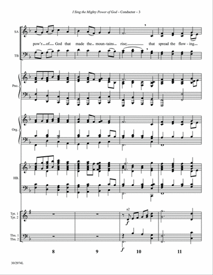 I Sing the Mighty Power of God - Brass and Handbells Score and Parts 5-Octaves scores gallery preview page 5