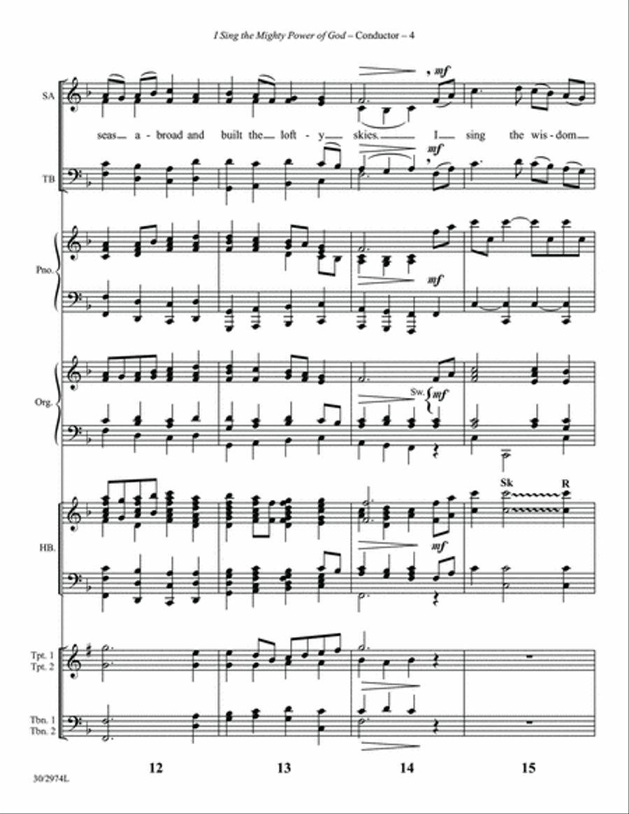 I Sing the Mighty Power of God - Brass and Handbells Score and Parts 5-Octaves scores gallery preview page 6