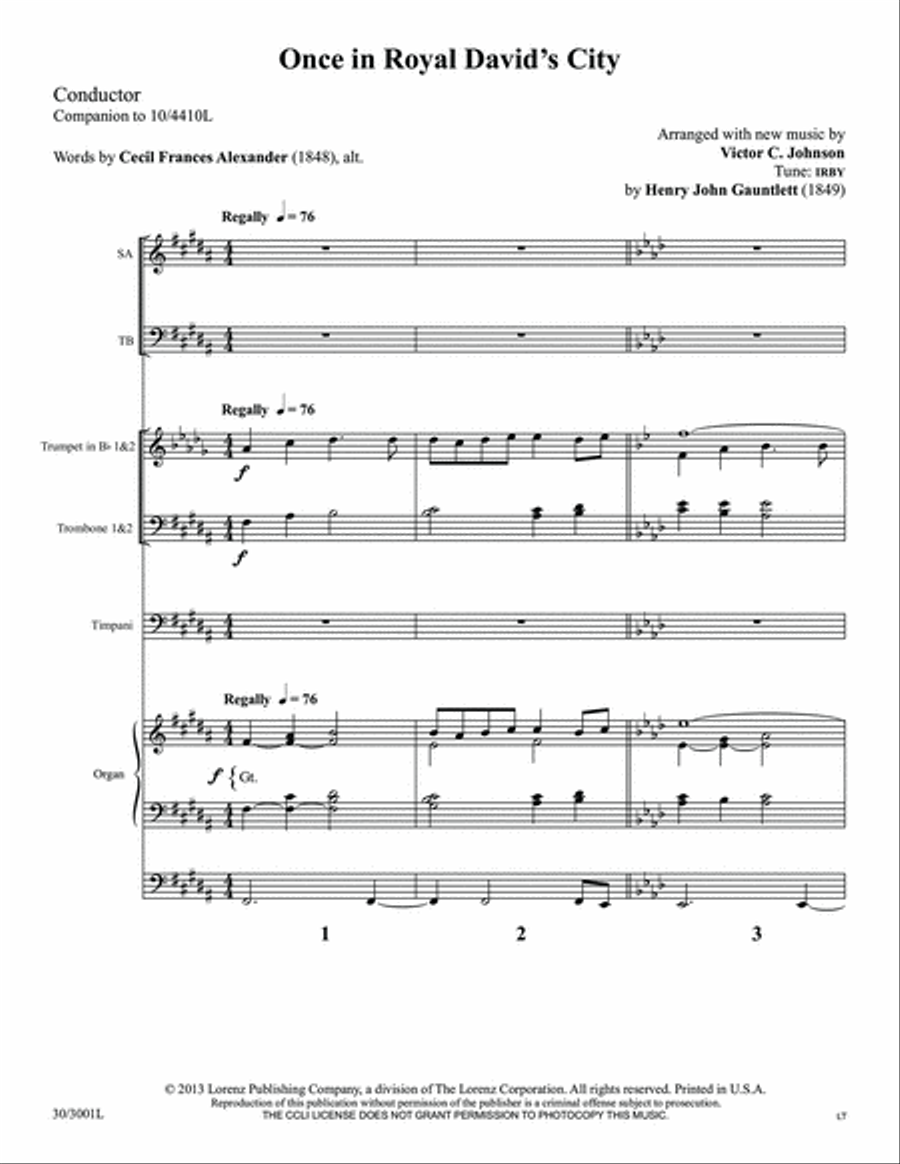 Once in Royal David's City - Brass and Percussion Score and Parts Trombone scores gallery preview page 3