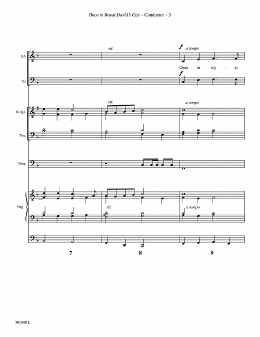 Once in Royal David's City - Brass and Percussion Score and Parts Trombone scores gallery preview page 5
