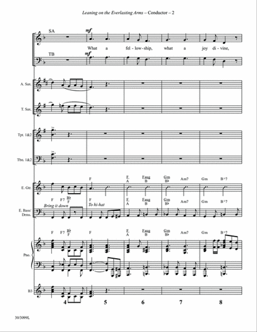 Leaning on the Everlasting Arms - Instrumental Ensemble Score and Parts - Digita Tenor Saxophone scores gallery preview page 4