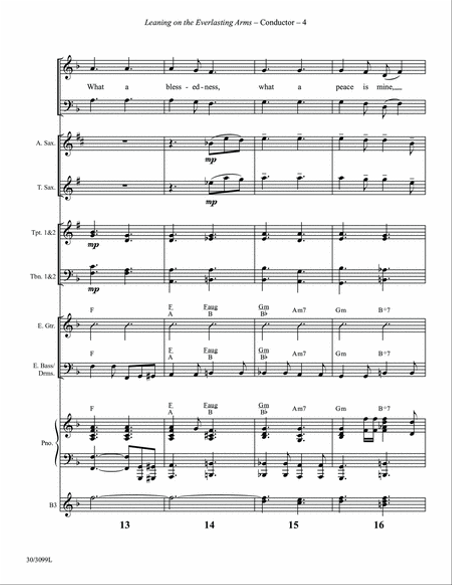 Leaning on the Everlasting Arms - Instrumental Ensemble Score and Parts - Digita Tenor Saxophone scores gallery preview page 6