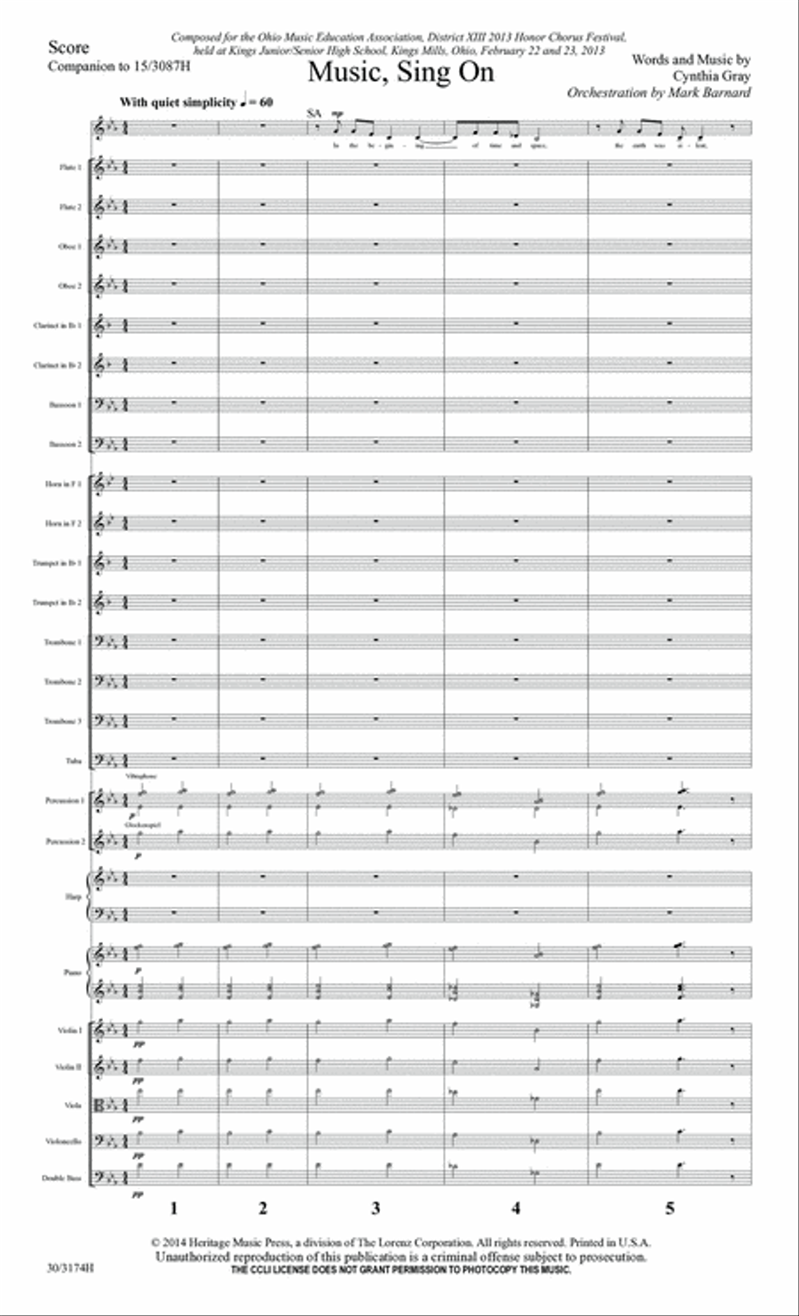 Music, Sing On! - Orchestral Score and CD with Printable Parts Choir scores gallery preview page 3