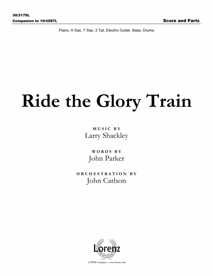 Ride the Glory Train - Instrumental Ensemble Score and Parts Tenor Saxophone scores gallery preview page 1