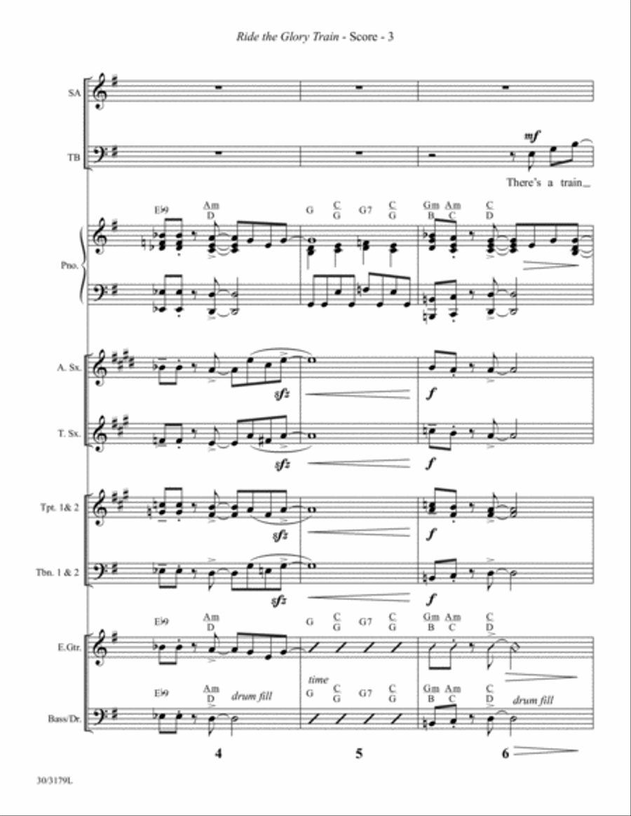 Ride the Glory Train - Instrumental Ensemble Score and Parts Tenor Saxophone scores gallery preview page 3
