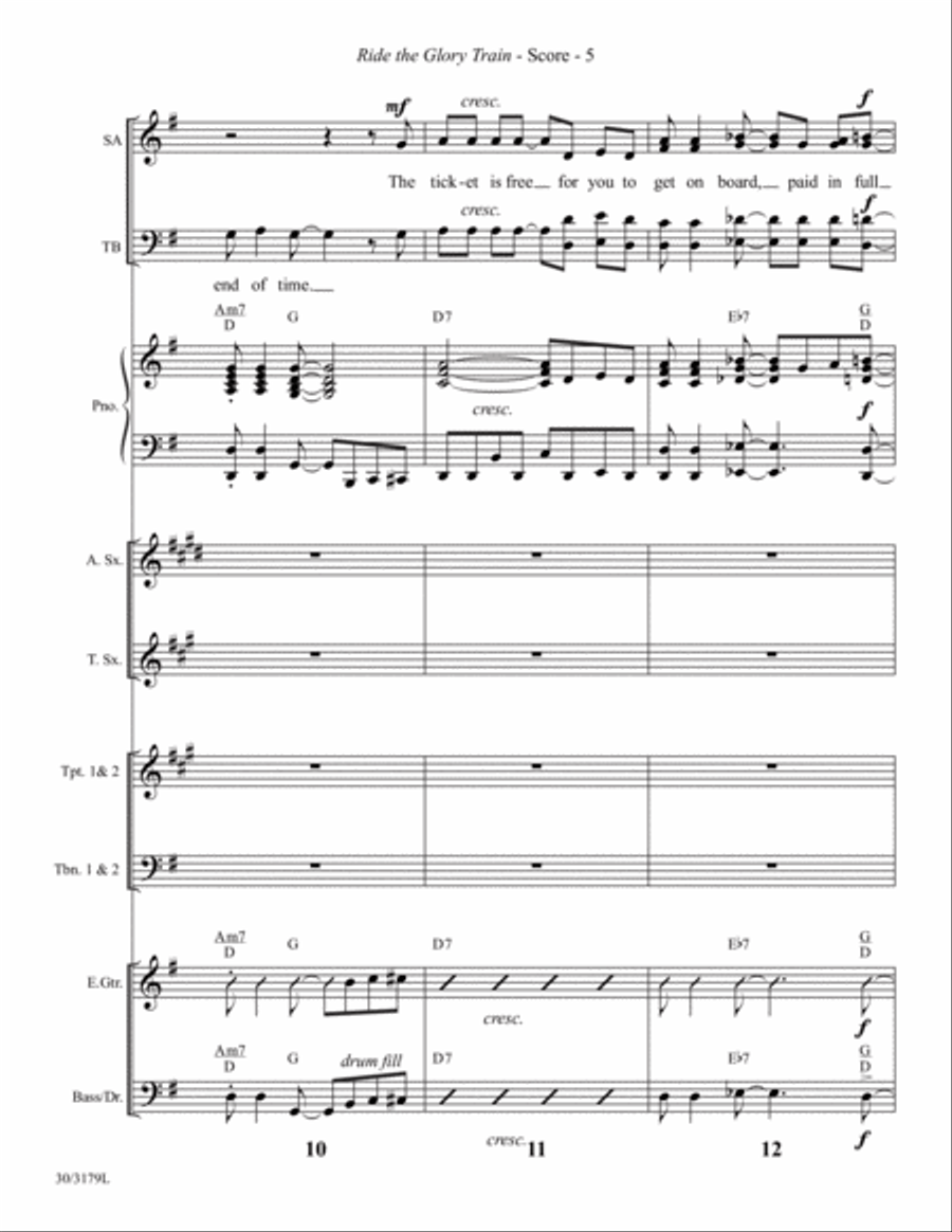 Ride the Glory Train - Instrumental Ensemble Score and Parts Tenor Saxophone scores gallery preview page 5