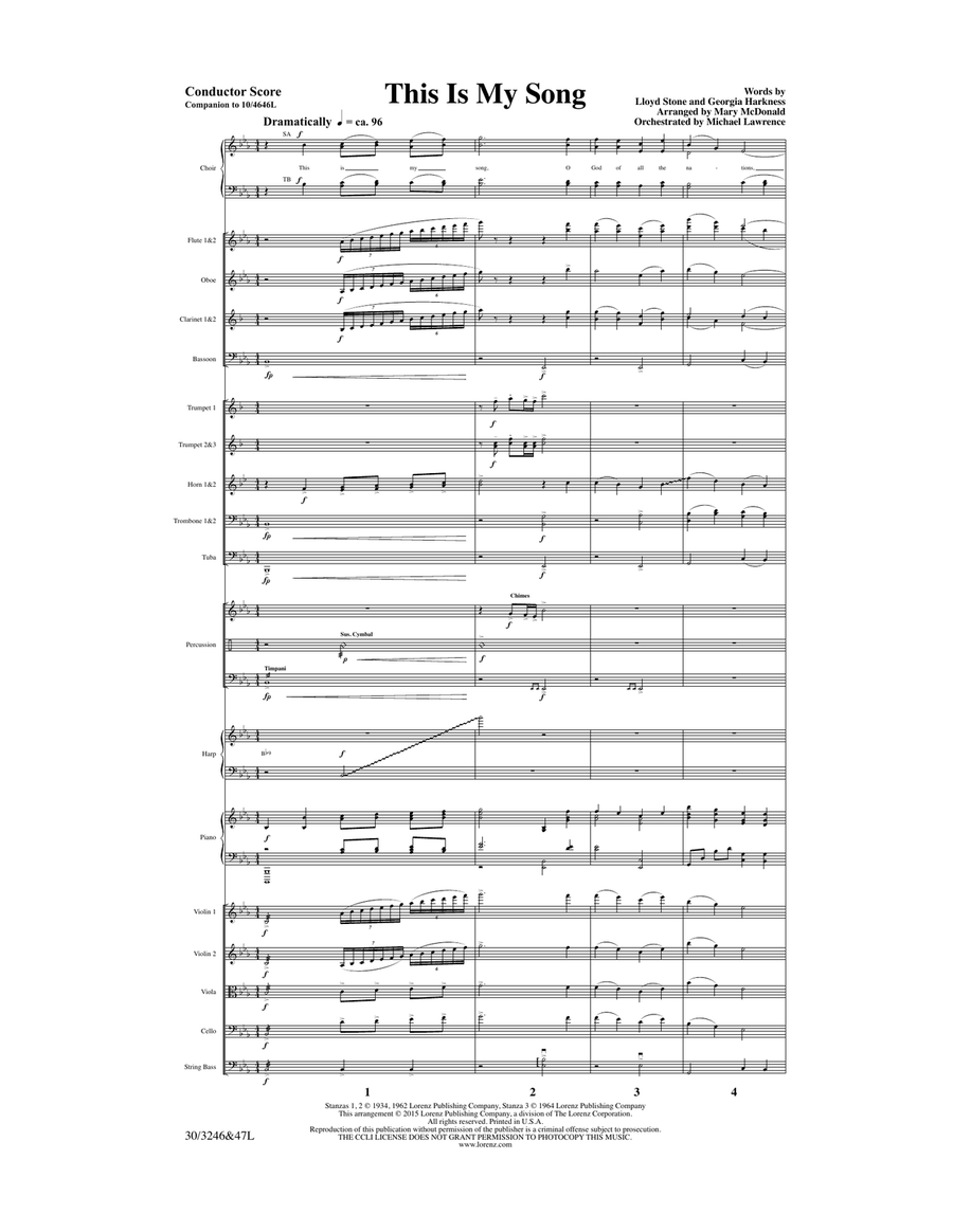 This Is My Song - Orchestral Score and Parts Orchestra scores gallery preview page 3