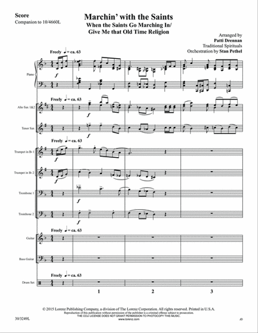 Marchin' with the Saints - Instrumental Ensemble Score and Parts Tenor Saxophone scores gallery preview page 3