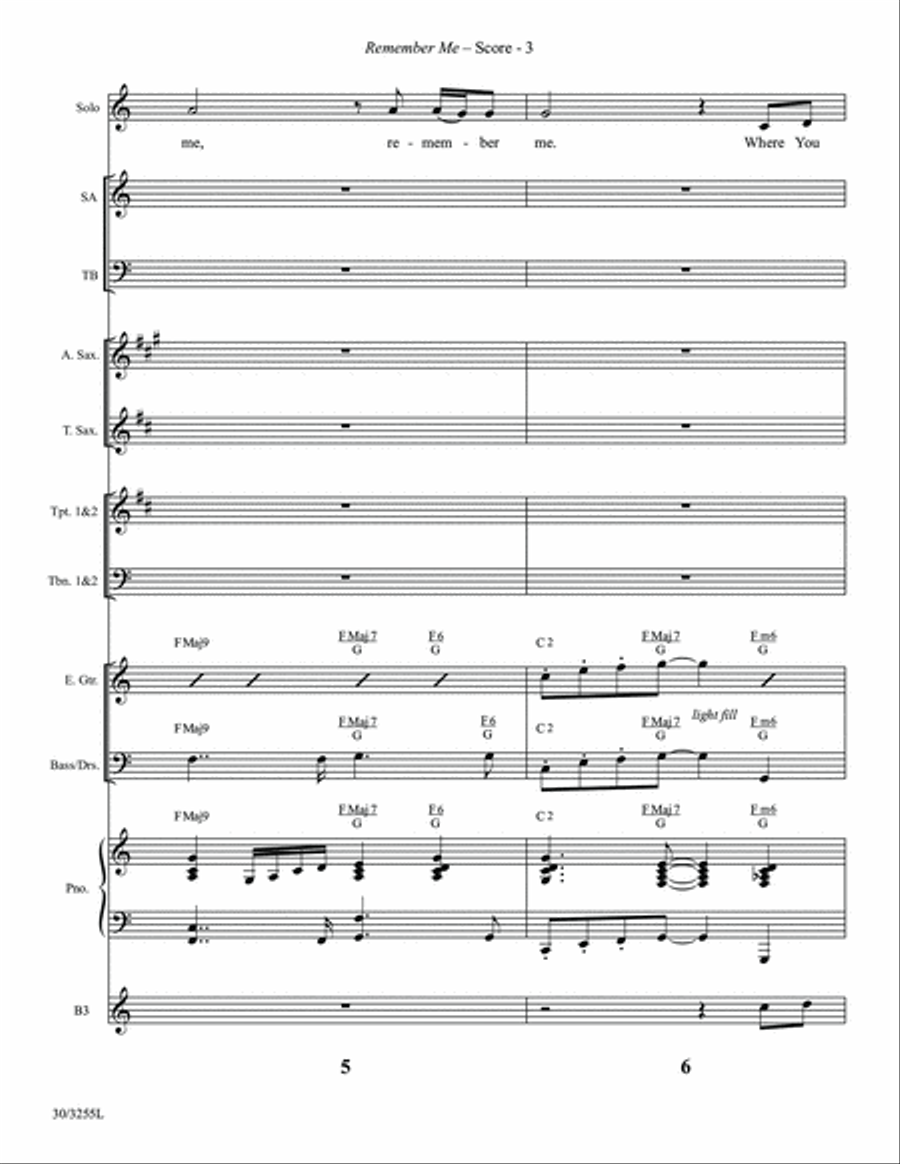 Remember Me - Brass and Rhythm Score and Parts Tenor Saxophone scores gallery preview page 5