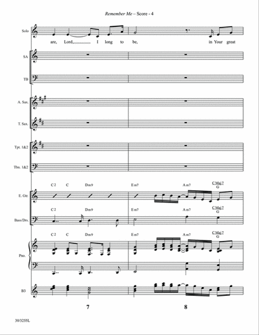 Remember Me - Brass and Rhythm Score and Parts Tenor Saxophone scores gallery preview page 6