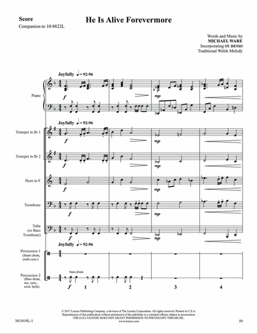 He Is Alive Forevermore - Instrumental Ensemble Score and Parts Timpani scores gallery preview page 3