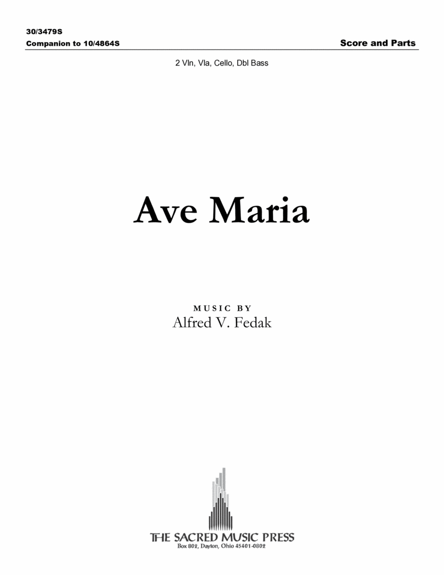 Ave Maria - String Ensemble Score and Parts Set of Parts scores gallery preview page 1