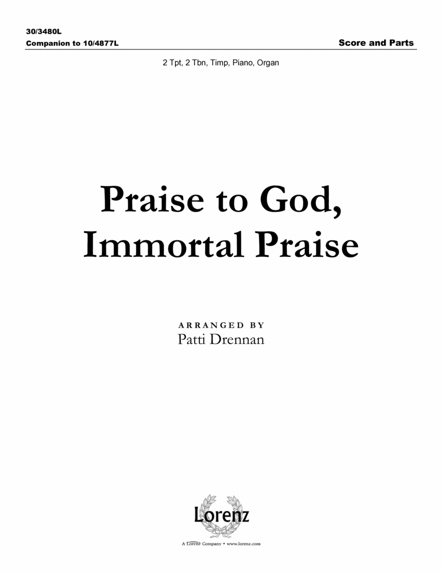 Praise to God, Immortal Praise - Brass and Timpani Score and Parts Percussion scores gallery preview page 1