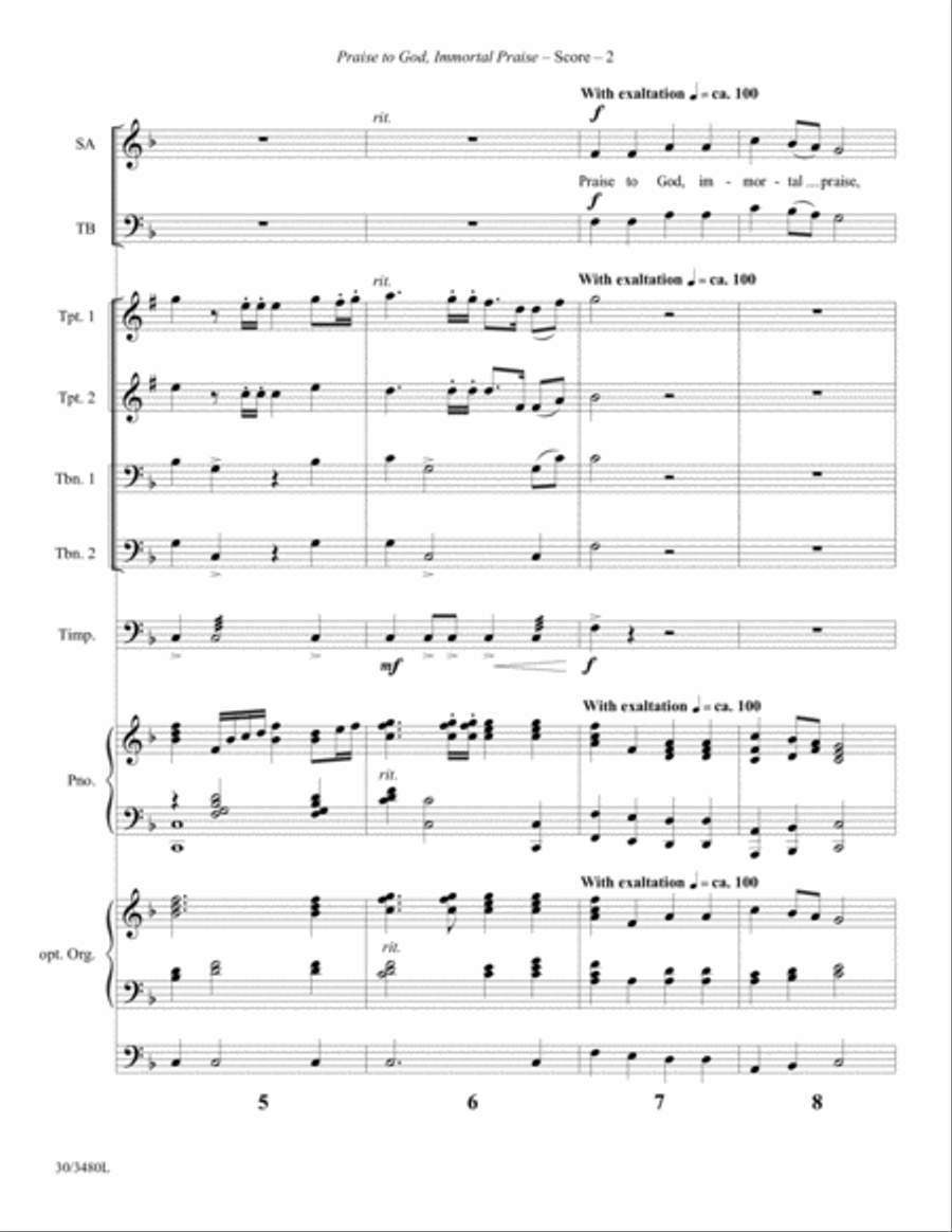 Praise to God, Immortal Praise - Brass and Timpani Score and Parts Percussion scores gallery preview page 4