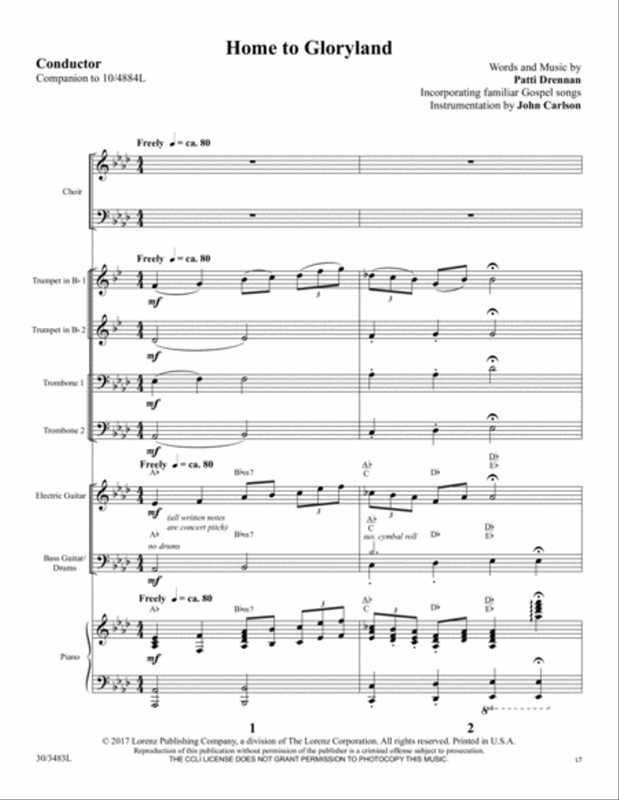 Home to Gloryland - Brass and Rhythm Score and Parts Set of Parts scores gallery preview page 3