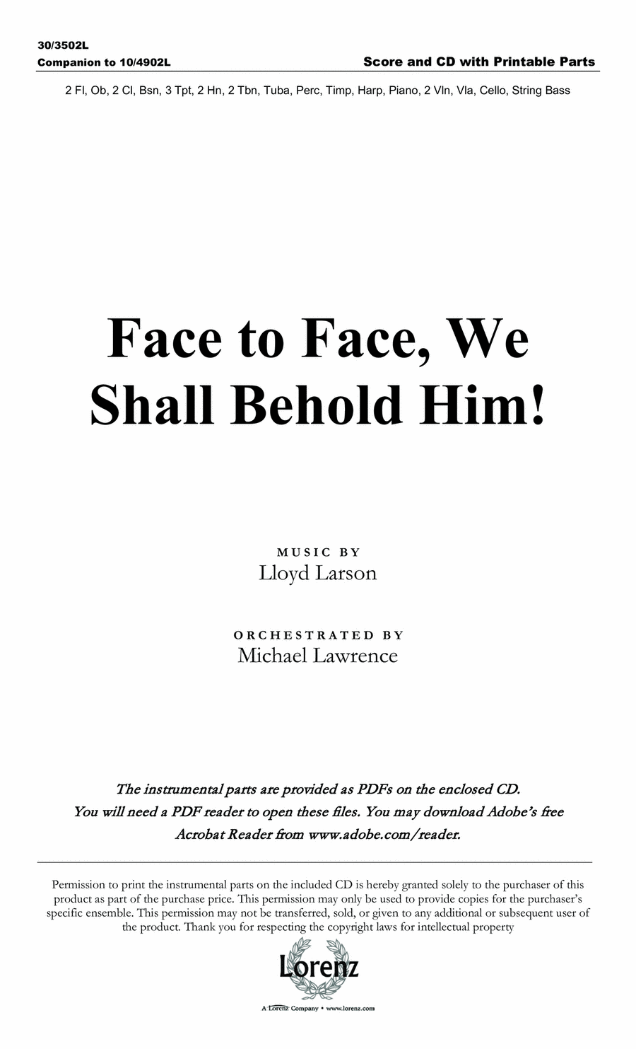 Face to Face, We Shall Behold Him!- Orchestral Score and Parts- Digital Download Full Orchestra scores gallery preview page 1