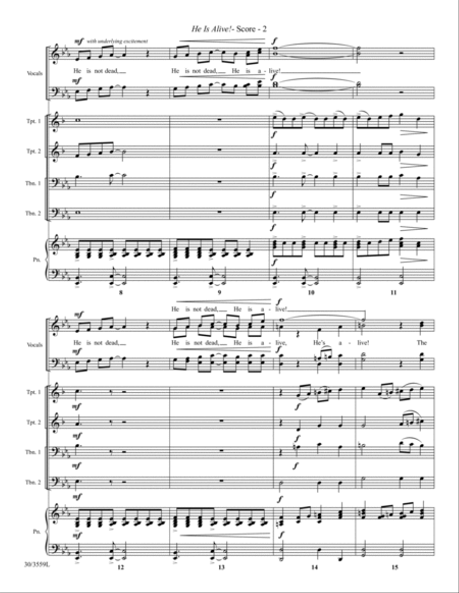 He Is Alive! - Brass Quartet Score and Parts Trombone scores gallery preview page 3