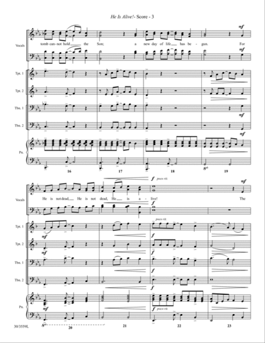 He Is Alive! - Brass Quartet Score and Parts Trombone scores gallery preview page 4