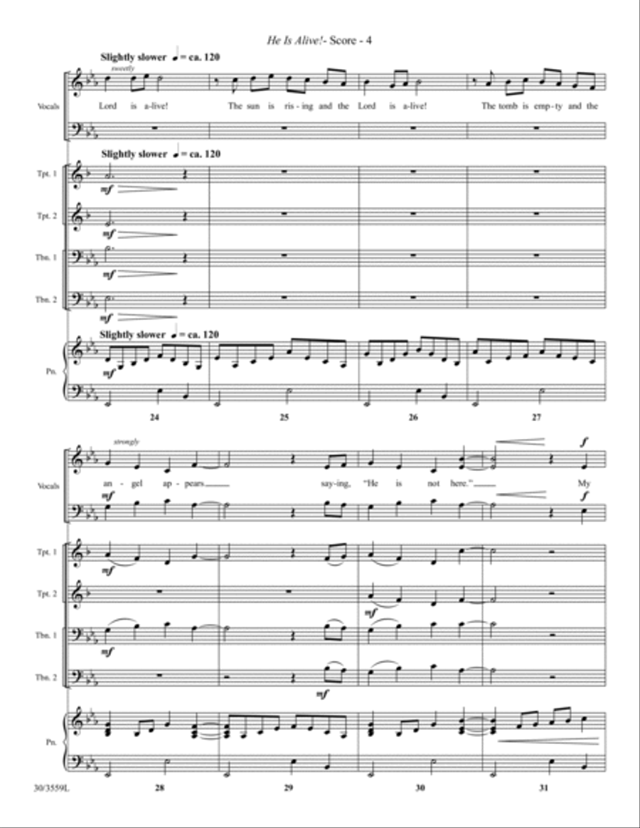 He Is Alive! - Brass Quartet Score and Parts Trombone scores gallery preview page 5