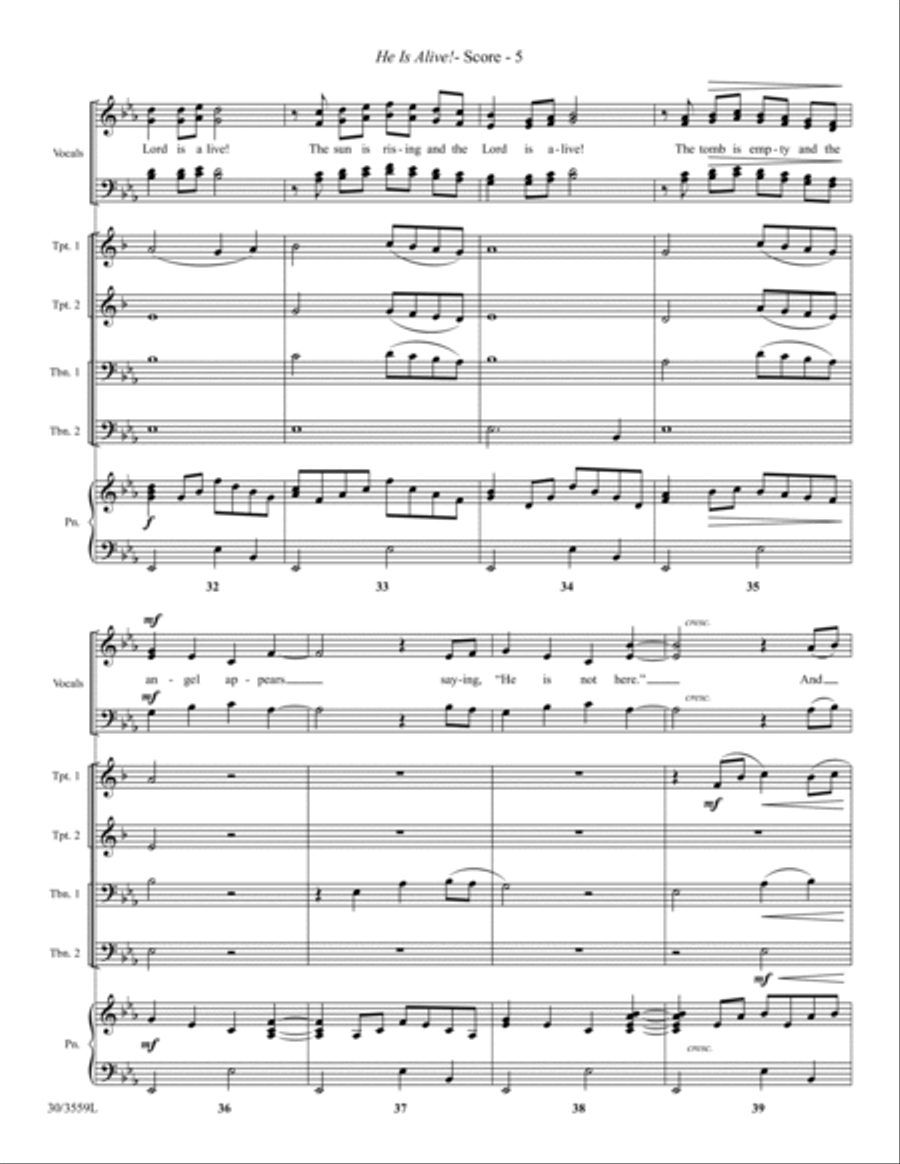 He Is Alive! - Brass Quartet Score and Parts Trombone scores gallery preview page 6