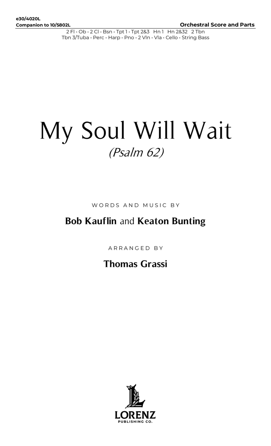 My Soul Will Wait - Downloadable Orchestral Score and Parts Full Orchestra scores gallery preview page 1