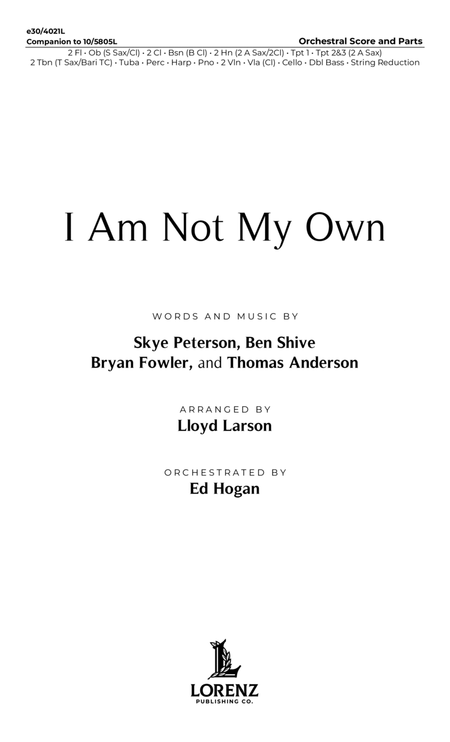 I Am Not My Own - Downloadable Orchestral Score and Parts Full Orchestra scores gallery preview page 1
