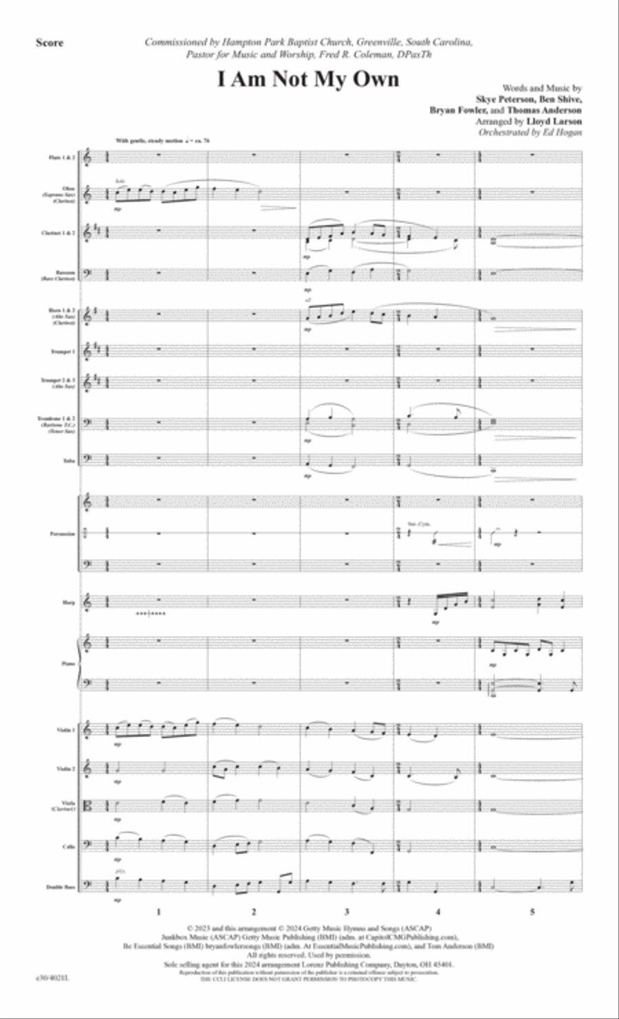I Am Not My Own - Downloadable Orchestral Score and Parts Full Orchestra scores gallery preview page 2