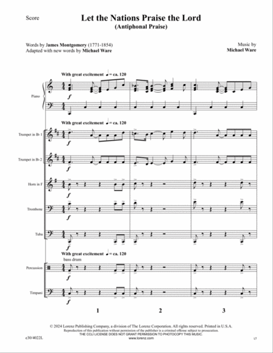 Let the Nations Praise the Lord - Downloadable Brass/Percussion Score and Parts Percussion scores gallery preview page 2