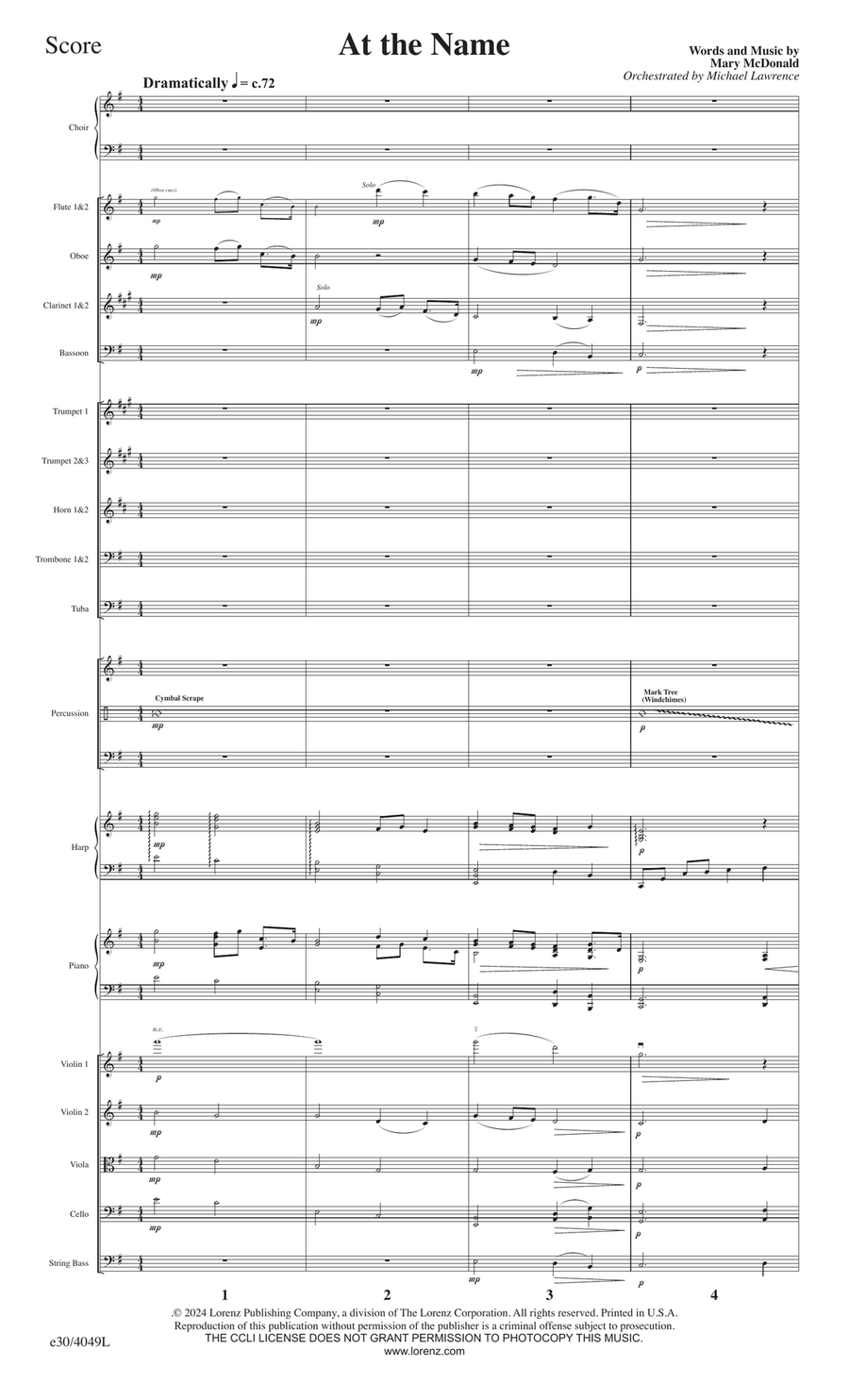 At the Name - Downloadable Orchestral Score and Parts by Mary McDonald Full Orchestra - Digital Sheet Music page 2