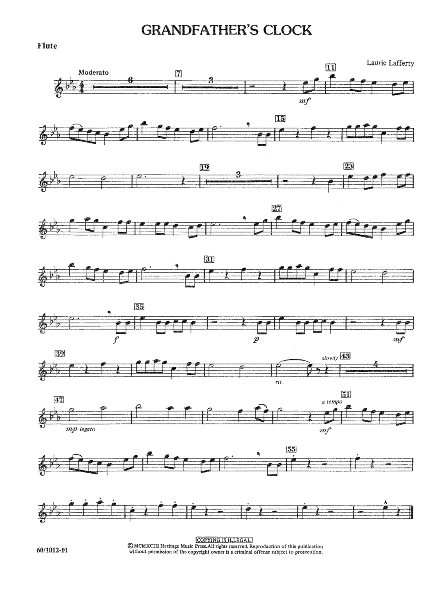 Grandfather's Clock Parts Concert Band scores gallery preview page 1