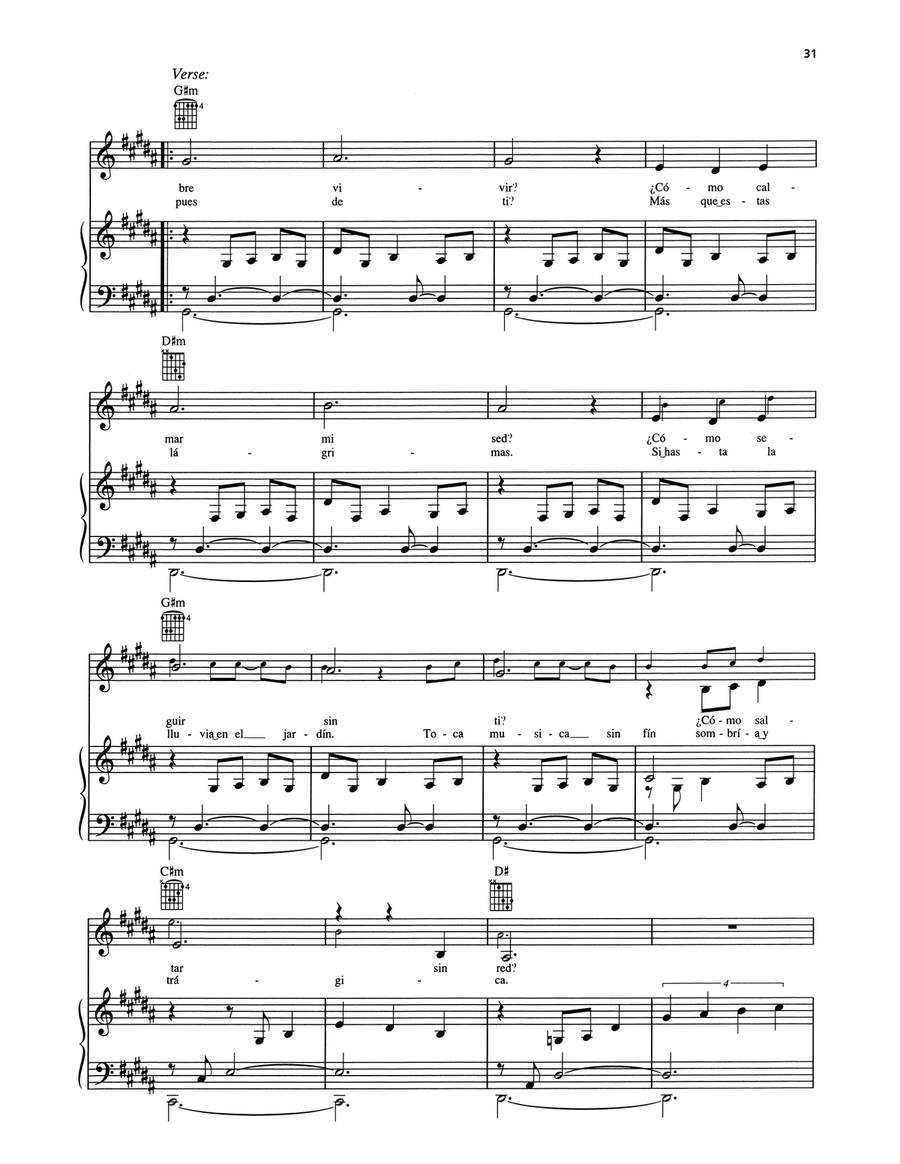 Si Volvieras a Mi Si Volvieras a Mi Piano, Vocal, Guitar scores gallery preview page 2