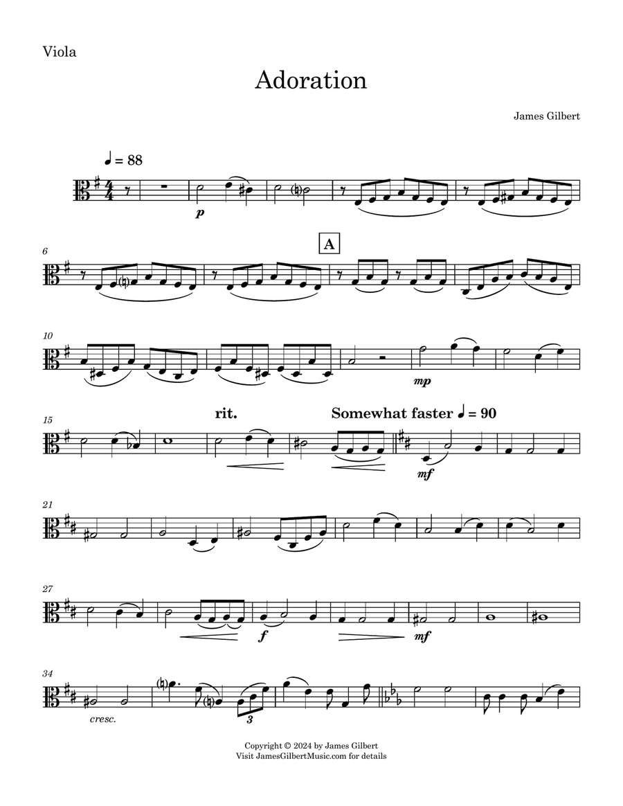 Adoration by James Gilbert String Quartet - Digital Sheet Music page 2